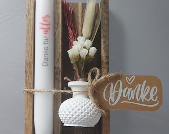 Gift set thank you | stick candle | Vase | Dried flower | Mother's Day