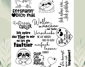 Rub Ons I Wasserschiebefolie Faultier, A5, Transfer Sticker, z.B. f. Raysin / Keraflott