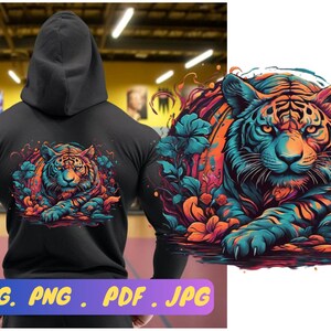 Watercolor Tiger PNG | DTG Printing | Instant download | T-shirt Sublimation Digital File Download l Transparent PNG Digital Design