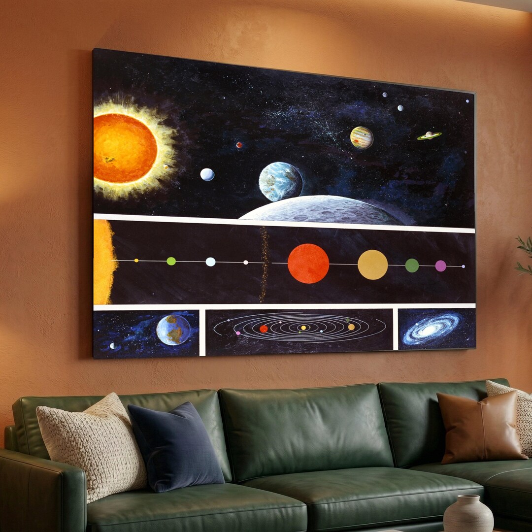 Solar System Planets Canvas Wall Art, Space Universe Illustration ...