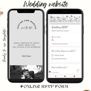 Minimalist Wedding Invitation Website + RSVP Form | RSVP Registration | Modern Wedding Template Rsvp Tracking | Digital Rsvp Wedding Invite