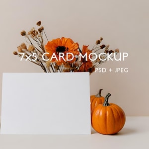 Maqueta de tarjeta de Halloween horizontal de 7x5 | Maqueta de tarjeta 5x7 | Maqueta de fiesta de Halloween PSD | Maqueta estacionaria | Mock de estilo 7x5 | PSD, JPEG, Photoshop