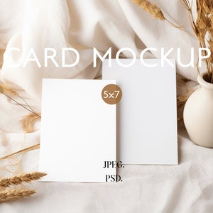 5x7 Card Mockup | Two Cards Mockup | Vertical Stationery Mockup | Wedding Invitation Mockup | 5x7 Photoshop Card Mock | PS JPEG Smart Object