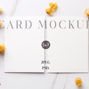 5x7 kaartmodel | Twee kaarten mockup | Boho-stationery-mockup | Mockup voor huwelijksuitnodiging | 5x7 Photoshop-kaartmodel | PSD JPEG Slim object