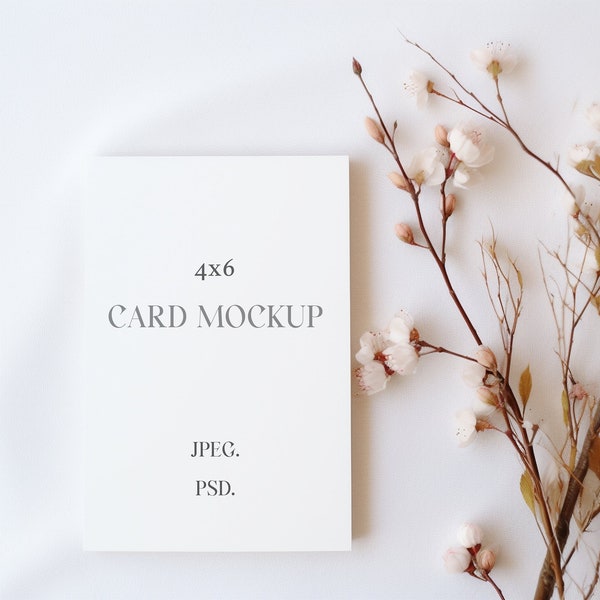 4x6 Card Mockup | Boho Stationery Mockup | Wedding Invitation Mockup | Minimalist Card Mockup | 2x3 Invite Mockup PS | PSD JPEG Smart Object