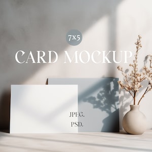 Horizontal 7x5 Card Mockup | 5x7 Card Mockup | Boho Stationery Mockup 5x7 | Wedding Invitation Mockup | 7x5 Styled Mock | PSD JPEG Photoshop