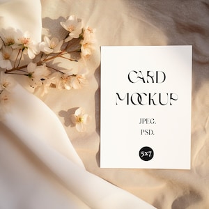 5x7 Card Mockup | Boho Stationery Mockup | Wedding Invitation Mockup | Vertical Card Mockup | 5x7 Invite Mockup PS | PSD JPEG Smart Object