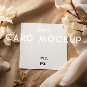 Vierkante kaart mockup | Boho-stationery-mockup | Mockup voor huwelijksuitnodiging | 1x1 kaartmodel | Vierkante uitnodiging Photoshop Mock | PSD slim object