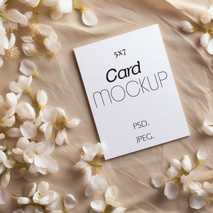 Vertical Card Mockup | Boho Stationery 5x7 Mockup | Wedding Invite Mockup | Minimalist Card Mockup | 5x7 PSD Mockup | Photoshop Smart Object