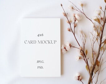 4x6 Card Mockup | Boho Stationery Mockup | Wedding Invitation Mockup | Minimalist Card Mockup | 2x3 Invite Mockup PS | PSD JPEG Smart Object