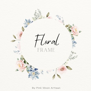 Watercolor Floral Frame | Frame Clipart | Round Frame Clipart | Wedding Flowers Clipart | Floral Clipart | PNG with Transparent Background