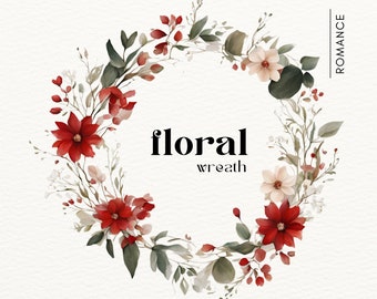 Romantic Floral Wreath | Wreath Clipart | Wedding Invite Clipart | Romantic Flowers | Botanical Wreath | PNG with Transparent Background