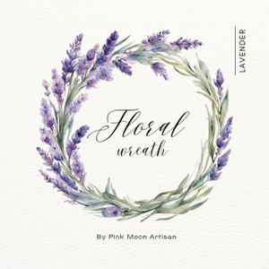 Watercolor Lavender Wreath | Floral Wreath Clipart | Wedding Invite Clipart | Purple Flowers | Lavender Floral | PNG Transparent Background