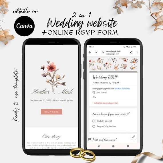 DIY Wedding Invitation Website & RSVP Form | Online RSVP Page | Autumn Wedding Template Rsvp Tracking | Digital Rsvp Wedding Website Invite