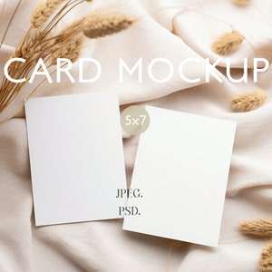 5x7 kaartmodel | Mockup voor twee kaarten | Boho briefpapier mockup | Mockup voor huwelijksuitnodiging | 5x7 Photoshop-kaartmodel | PSD JPEG slim object