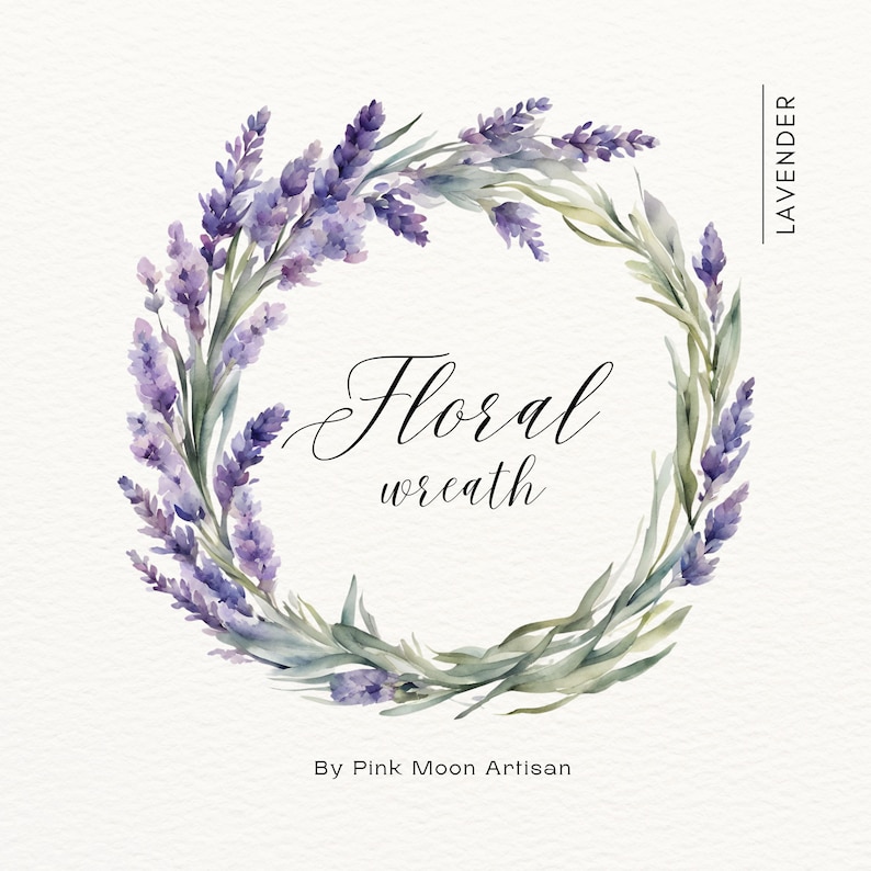Watercolor Lavender Wreath | Floral Wreath Clipart | Wedding Invite ...