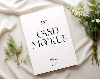 Vertical Card Mockup | Boho Stationery 5x7 Mockup | Wedding Invitation Mock | Greeting Card Mockup | 5x7 PSD Mockup | Photoshop Smart Object