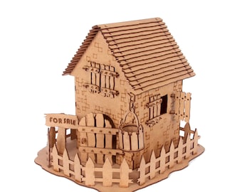 Wooden house laser cut decorative design dxf,svg,cdr,ai,pdf digital download