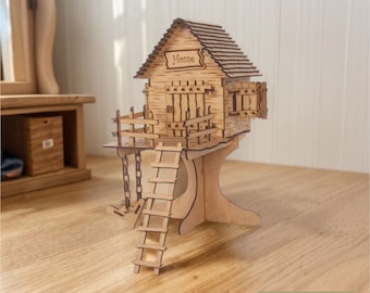 Treehouse laser cut wooden house digital download cdr, dxf, ai, pdf, svg