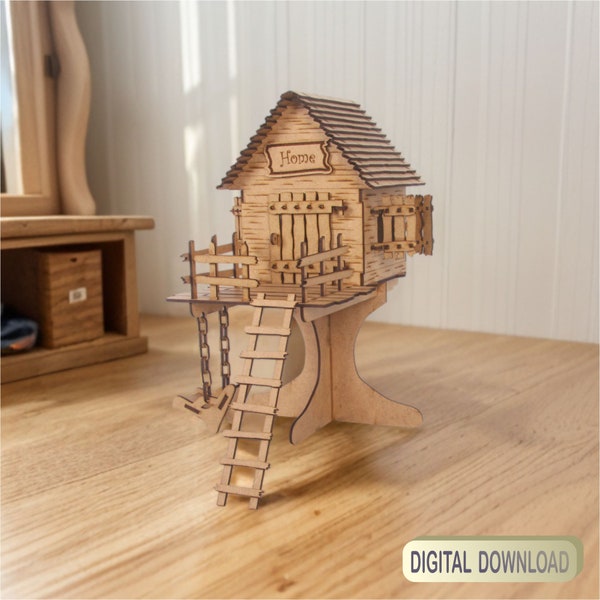 Casa sull'albero tagliata al laser casa in legno download digitale cdr,dxf,ai,pdf,svg