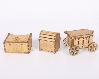 Mini cajas de madera cajas cortadas con láser descarga digital