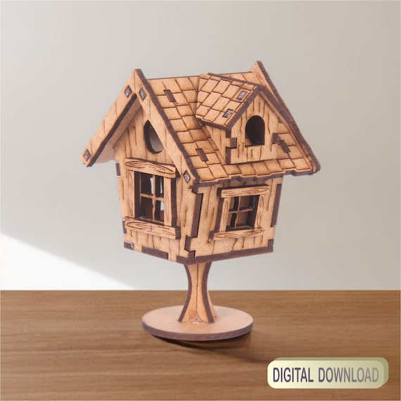 Houten huis  lasergesneden boomhut,decoratieve ontwerp dxf,svg,cdr,ai,pdf  digitale download