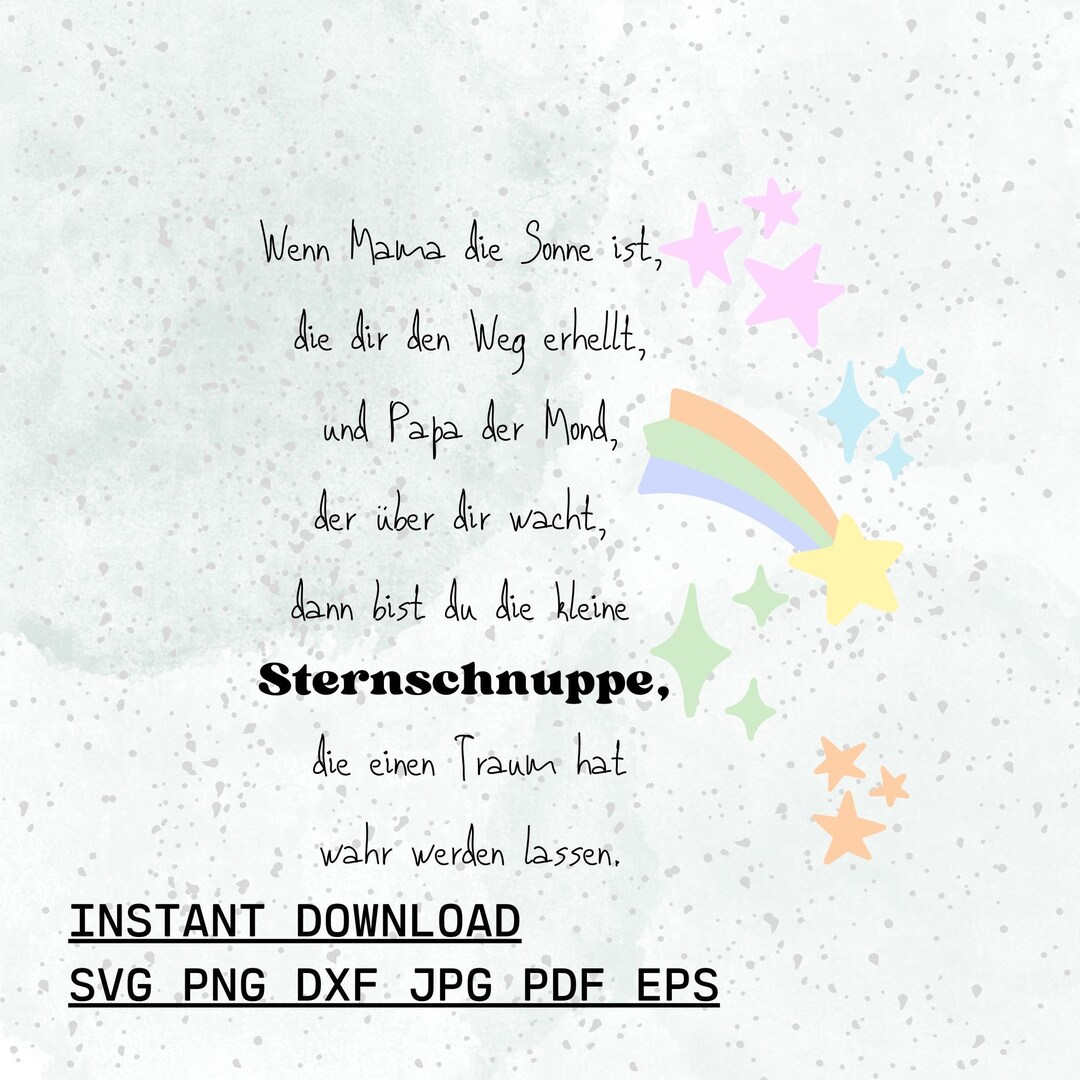 Plotterdatei spruch Mama Papa Baby Sternschnuppe svg png dxf jpg pdf