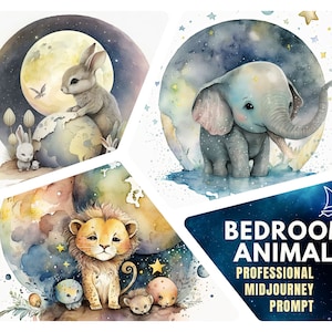 Single Prompt: Midjourney Prompt for Watercolor Dream Animals | Midjourney Prompts for Animals with Stars and Planets