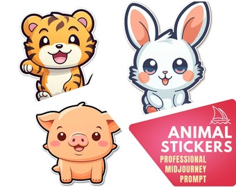 Single Prompt: Midjourney Prompt for Animal Stickers | Midjourney Prompts for Stickers | Prompt for Stickers | Best Midjourney | Best Prompt