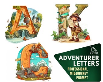 Single Prompt: Nursery Adventurer's Letters Midjourney Prompt | Children Adventurer's Letters for Kids Bedroom