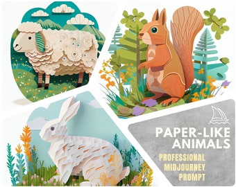 Single Prompt: Layered Paper Animal Midjourney Prompt, Cut Paper Prompt for Midjourney