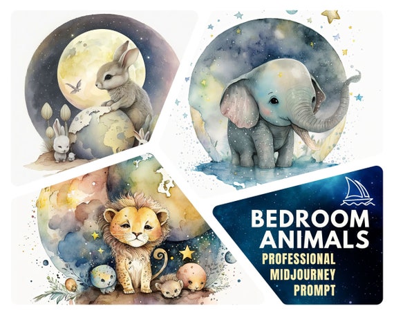 Single Prompt: Midjourney Prompt for Watercolor Dream Animals | Midjourney Prompts for Animals with Stars and Planets