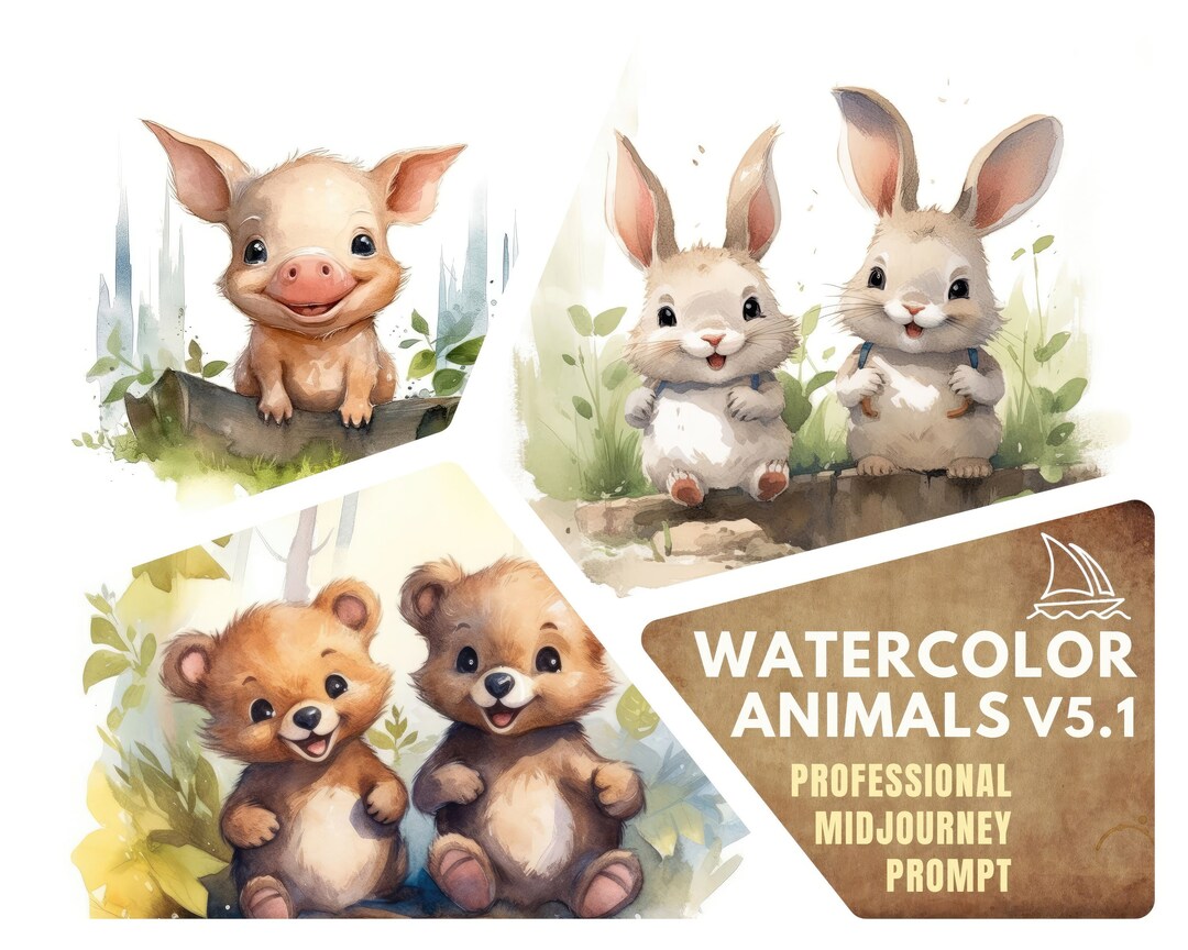 Single Prompt: Midjourney Prompt V5.1 for Beautiful Watercolor Animals ...