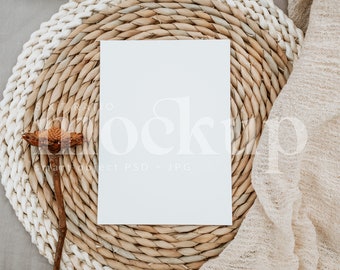 Invitation Mockup | Wedding Card Mockup | White Card Mockup | PSD Mockup | Boho Mockup | 5X7 Card Mockup | Stationery Mockup