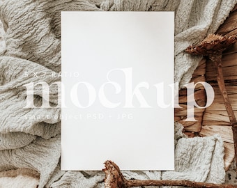 Mockup de invitación / Mockup de tarjeta / Mockup de tarjeta de felicitación / Mockup 5X7 / Mockup Boho / Mockups de papelería de boda