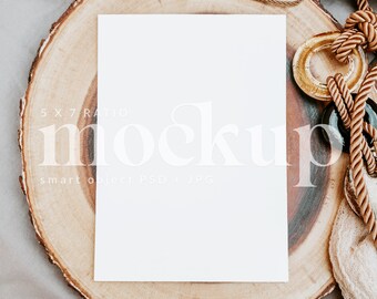 Invitation 5X7 Card Mockup | Wedding Card Mockup | White Card Mockup | PSD Mockup | Boho Mockup | Stationery Mockup