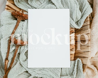 Invitation 5X7 Card Mockup | Wedding Card Mockup | White Card Mockup | PSD Mockup | Boho Mockup | Stationery Mockup