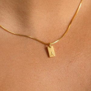 Dainty Initial Necklace • Individually Engraved Letter Pendant on 45cm Box Chain • Gold Plated / 925 Sterling Silver • Gift for Her