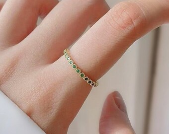 NEW ARRIVAL! Green Emerald Adjustable Ring • Simple Adjustable • Emerald Cut Thin Ring • Gold Plated Ring • Mother's Day Gifts