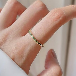 NEW ARRIVAL Grüner Smaragd Verstellbarer Ring Schlichter verstellbarer Smaragd Schliff dünner Ring Vergoldeter RingMuttertagsgeschenke Bild 1