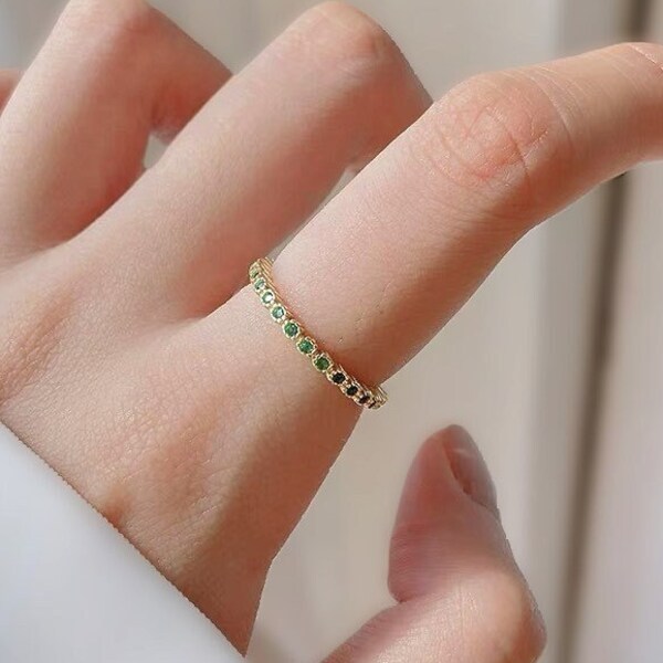 NEW ARRIVAL! Green Emerald Adjustable Ring • Simple Adjustable • Emerald Cut Thin Ring • Gold Plated Ring • Mother's Day Gifts