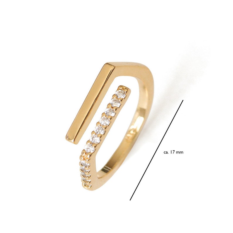 Zirkonia Geometrischen Formen verstellbarer Ring Modischer Ring mit Cubic Zirkonia Vergoldeter Ring aus 925er Sterlingsilber Bild 9