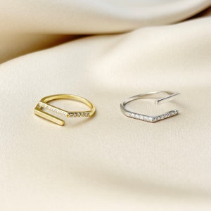 Zirkonia Geometrischen Formen verstellbarer Ring Modischer Ring mit Cubic Zirkonia Vergoldeter Ring aus 925er Sterlingsilber Bild 6