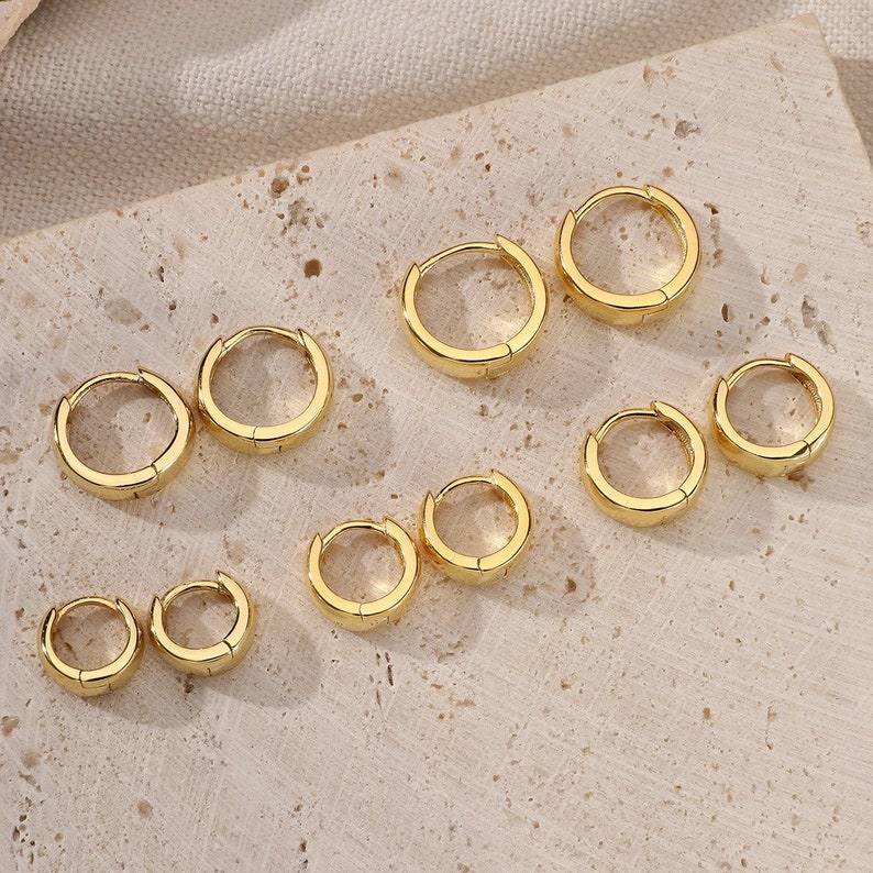 small huggie hoop earrings huggie hoop earrings sterling silver gold-plated sterling silver small thick conical hoop earrings Gold