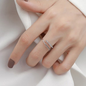 Zirkonia Geometrischen Formen verstellbarer Ring Modischer Ring mit Cubic Zirkonia Vergoldeter Ring aus 925er Sterlingsilber Bild 5