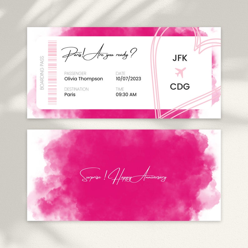 Editable Boarding Pass Template Printable Flight Ticket Etsy