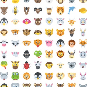 Kawaii Cute Animal Head/Faces Clipart SVG Bundle, Digital Vector File, Svg, Png, Ai, Eps, Pdf, Psd