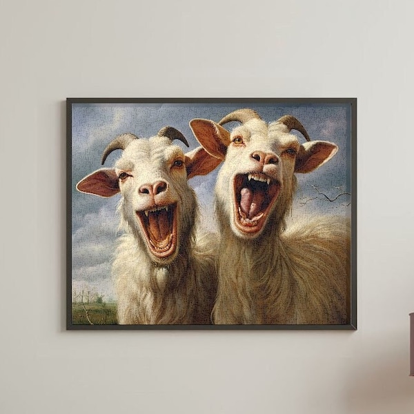 Laughing Goats Paint by Numbers Kit, DIY Canvas Painting, Art Therapy, Home Wall Decor, Unique Gift, Fun Activity, Family Craft Idea