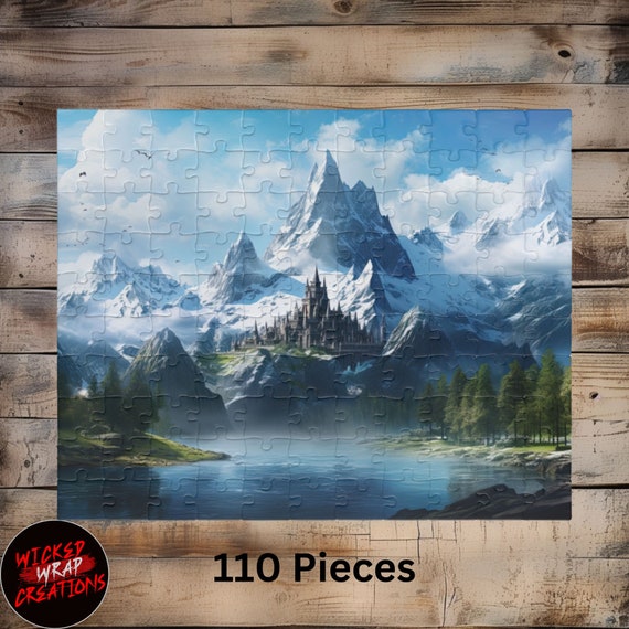 Majestic Mountain Castle Jigsaw Puzzle, Fantasy Scenery Brain Teaser,  Family Game Night Challenge, 1000 Piece Puzzle, Artistic Landscape 