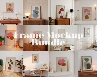 Frame Mockup Bundle, Cosy Neutral Style, 12 Wall Art Displays (Digital Download)